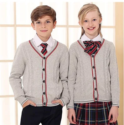 Maglione cardigan con scollo a V uniforme scolastica su misura